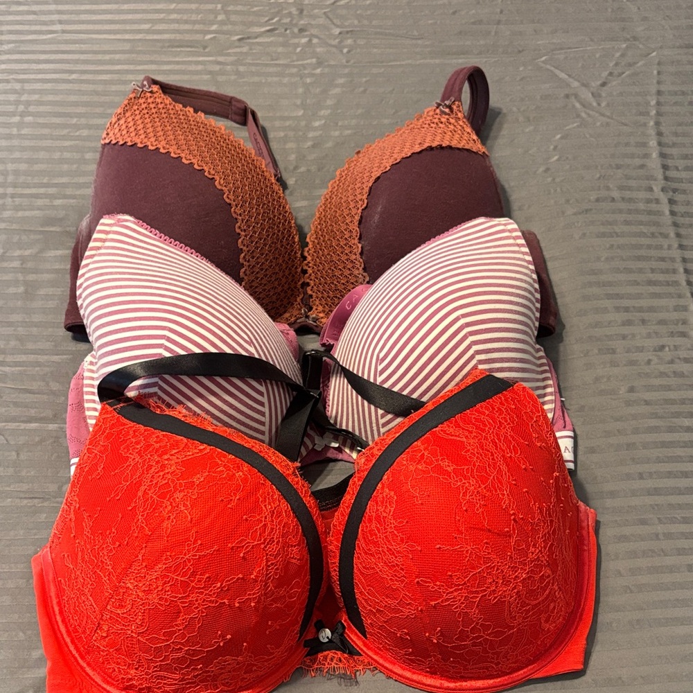 3 bras! Cacique Red and Purple Lace Bra Set